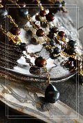【Kranz Design Studio】4LブラックTears×ポテト型パール　デザインラリエット