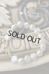 【オリジナルデザインフック】11-13mmバロックパール　ブレスレット　ホワイト×ゴールド